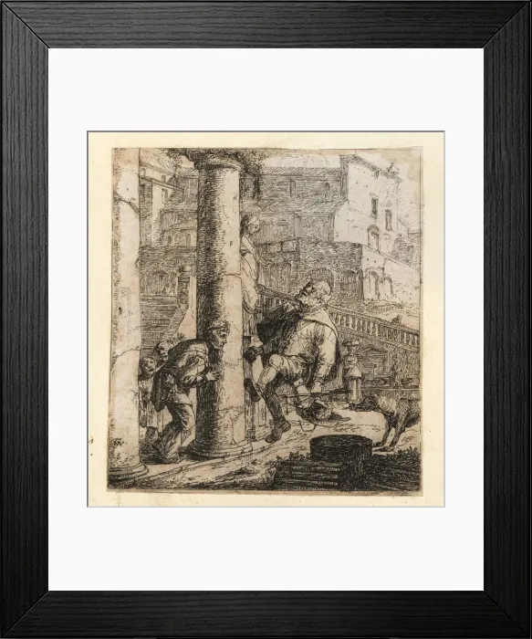 Framed Print : Lazarillo de Tormes and the blind man bumping into a pillar Framed Print : Lazarillo de Tormes and the blind man bumping into a pillar