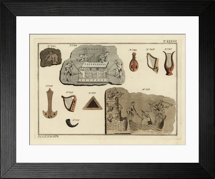 Framed Print : Norman musical instruments and a siege Framed Print : Norman musical instruments and a siege