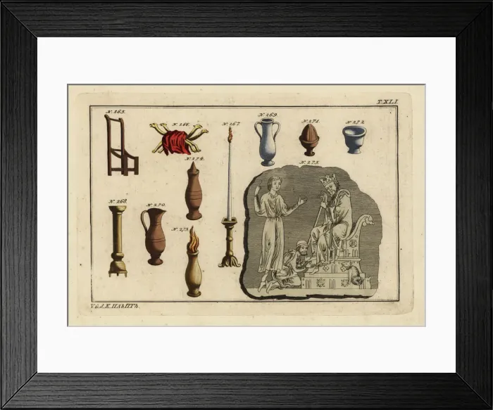 Framed Print : Norman furniture and a king on his throne Framed Print : Norman furniture and a king on his throne