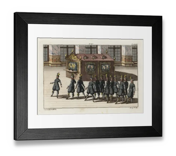 Framed Print : Twelve knights dancing in front of a candle-lit Framed Print : Twelve knights dancing in front of a candle-lit