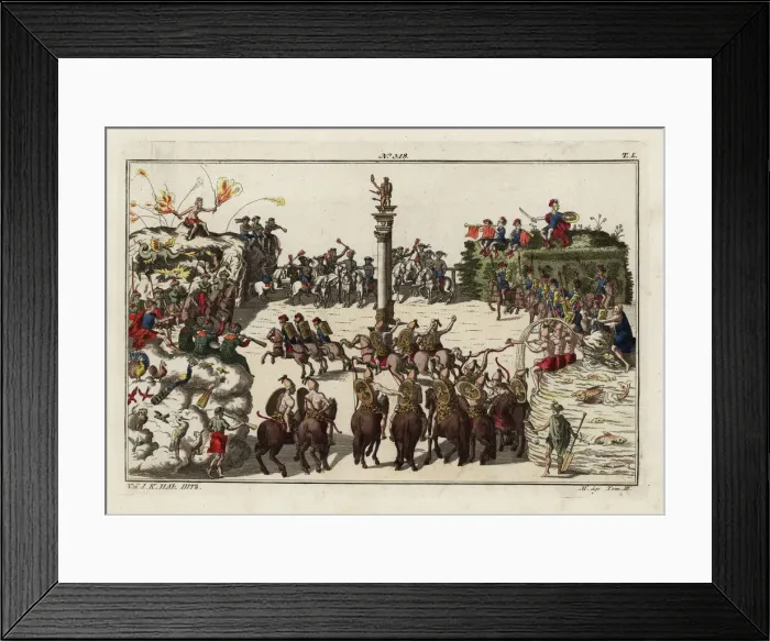 Framed Print : A carousel parade among teams of knights representing Framed Print : A carousel parade among teams of knights representing