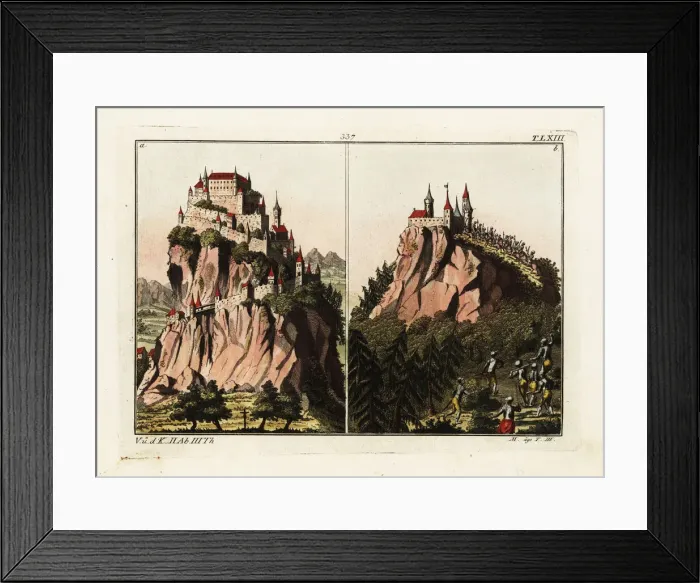 Framed Print : Two perfect knights mountaintop fortress castles in Austria Framed Print : Two perfect knights mountaintop fortress castles in Austria