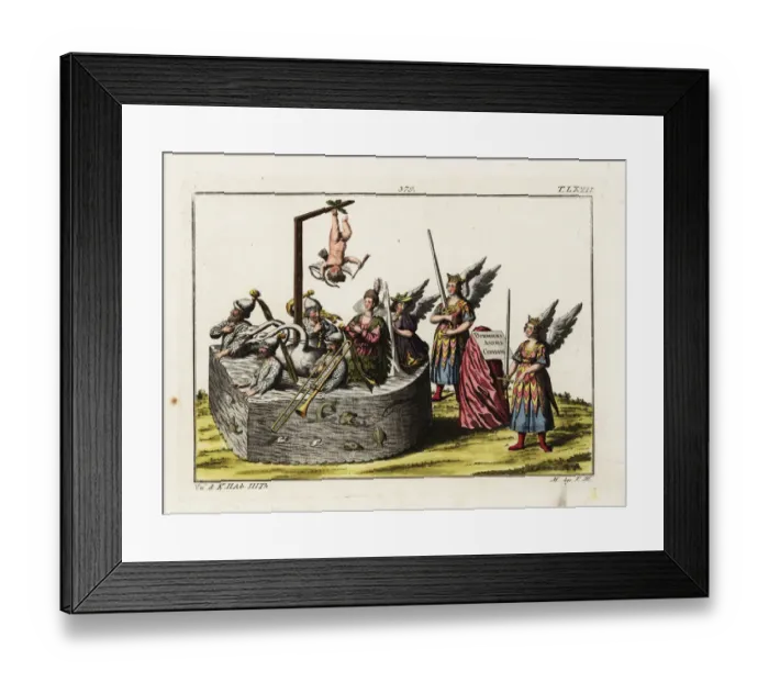 Framed Print : Water-carriage with figure of Cupid hanging by one leg Framed Print : Water-carriage with figure of Cupid hanging by one leg