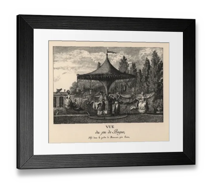 Framed Print : Elegant riders on a Chinese merry-go-round, Monceau, 1779 Framed Print : Elegant riders on a Chinese merry-go-round, Monceau, 1779