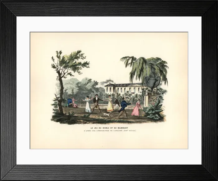 Framed Print : Elegant people playing diabolo and cup Framed Print : Elegant people playing diabolo and cup