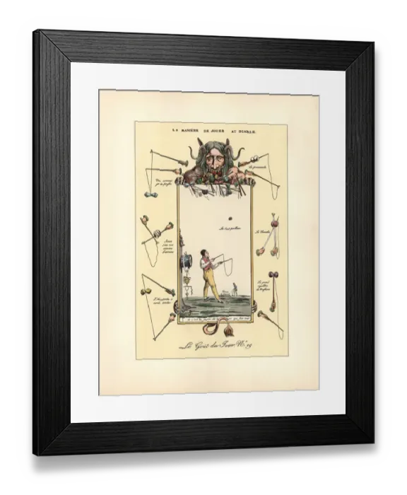 Framed Print : How to play the game of diabolo or Chinese yo-yo, 1814