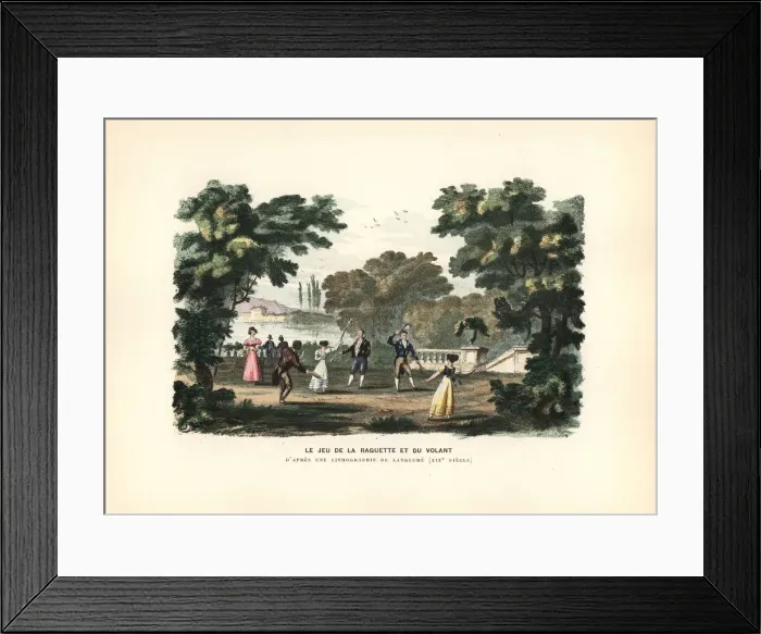 Framed Print : The game of badminton played in a park, 19th century