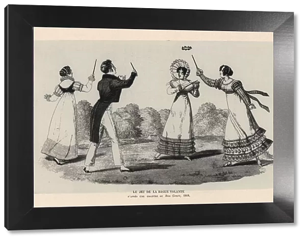 Fashionable people playing the game of ring toss, 1818