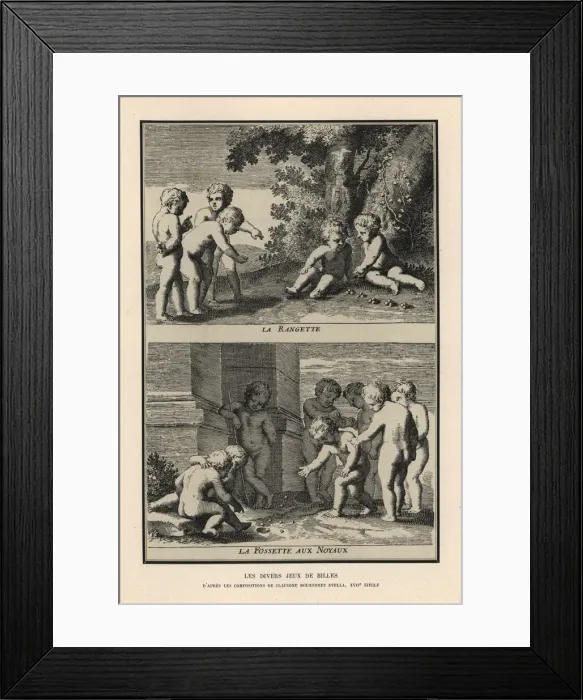 Framed Print : Boys playing variants of marbles: rangette and fossette Framed Print : Boys playing variants of marbles: rangette and fossette