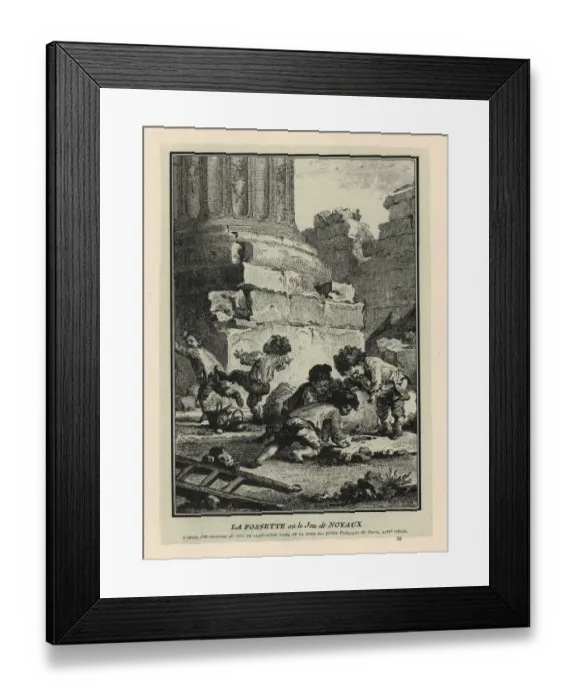 Framed Print : Boys playing the game of marbles called la fossette Framed Print : Boys playing the game of marbles called la fossette