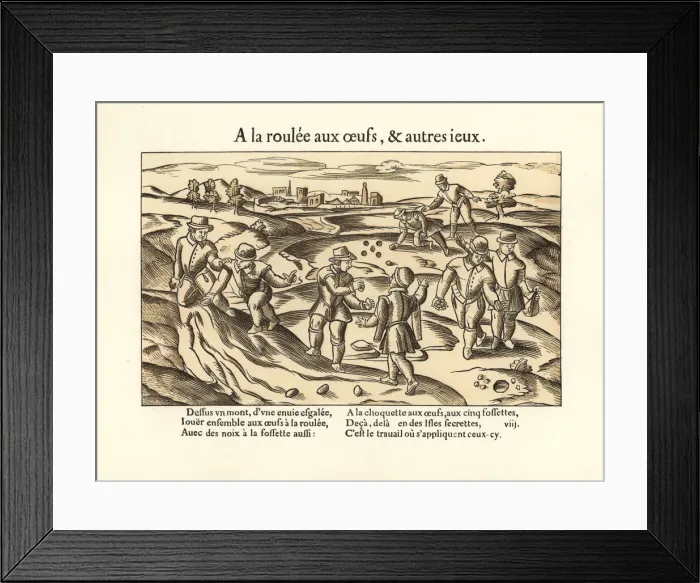 Framed Print : Medieval men bowling and playing marbles Framed Print : Medieval men bowling and playing marbles