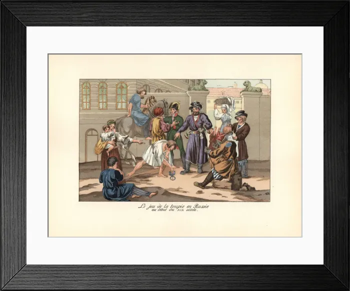 Framed Print : The game of spinning top in Russia, early 19th century Framed Print : The game of spinning top in Russia, early 19th century