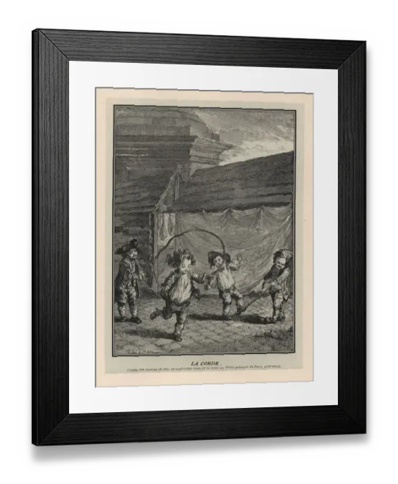 Framed Print : Four street urchins skipping rope in an alley, 18th century Framed Print : Four street urchins skipping rope in an alley, 18th century