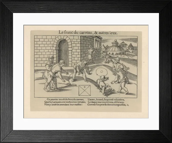 Framed Print : Medieval men playing the game of franc-carreau Framed Print : Medieval men playing the game of franc-carreau