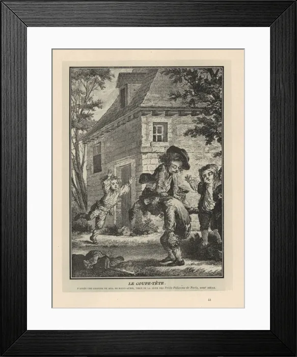 Framed Print : Peasant boys playing coupe-tete or leap-frog, 18th century Framed Print : Peasant boys playing coupe-tete or leap-frog, 18th century