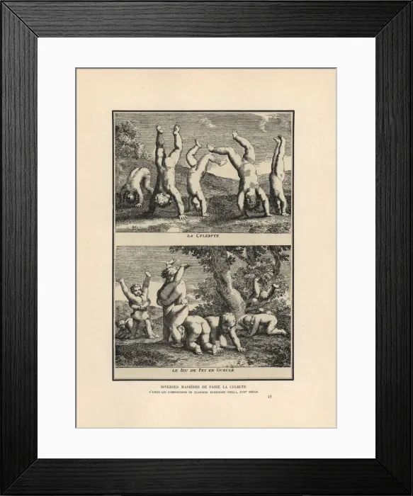 Framed Print : Boys playing handstands (culbute) and fart-in-the-face Framed Print : Boys playing handstands (culbute) and fart-in-the-face