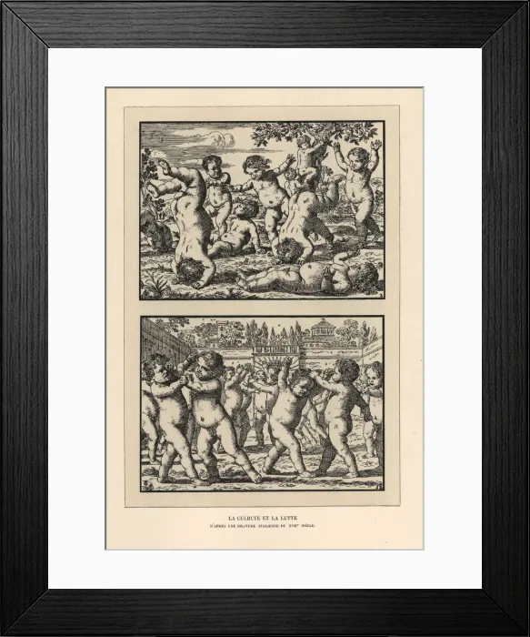 Framed Print : Boys playing handstands (culbute) and boxing (lutte) Framed Print : Boys playing handstands (culbute) and boxing (lutte)