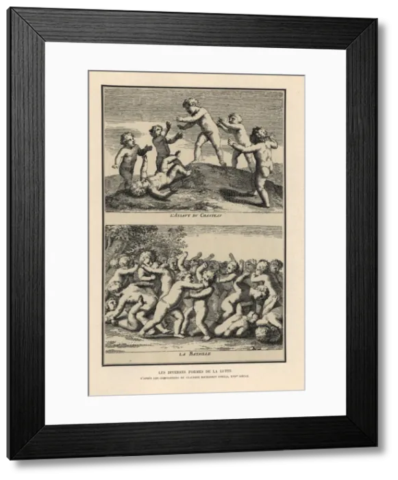 Framed Print : Boys playing king of the castle (assaut du Framed Print : Boys playing king of the castle (assaut du