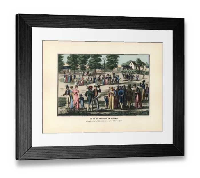 Framed Print : The game of Popinjay in Belgium, 19th century Framed Print : The game of Popinjay in Belgium, 19th century