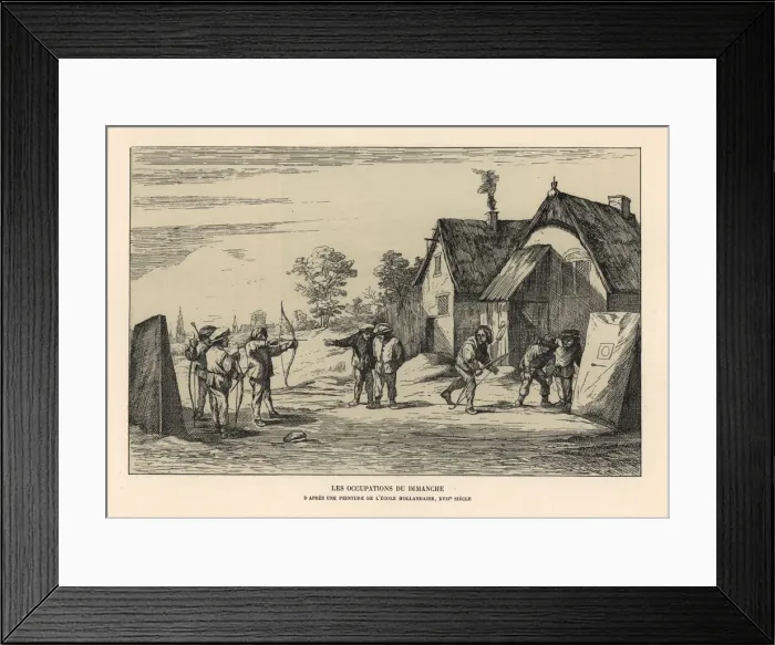 Framed Print : Villagers practising archery with long bows Framed Print : Villagers practising archery with long bows