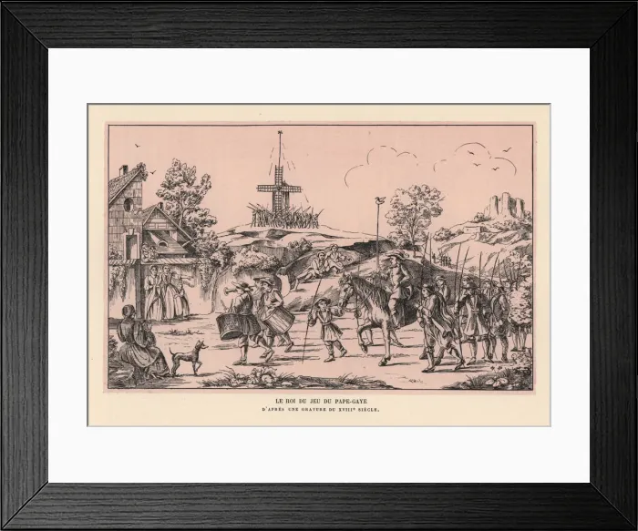Framed Print : The king of popinjay man enters the village