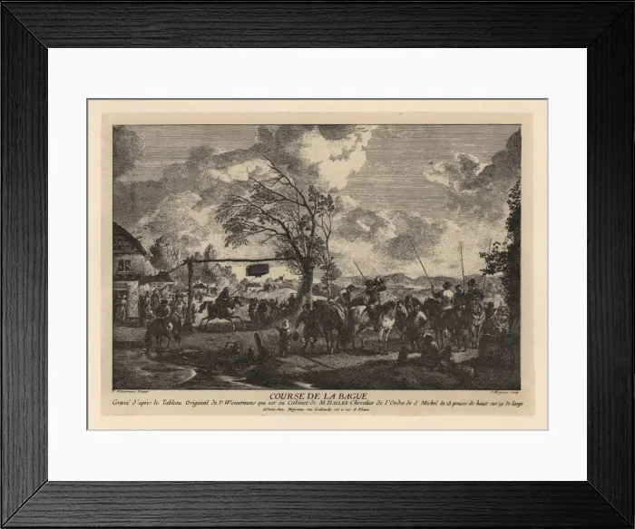 Framed Print : Man with lance tilting at a ring under a box, 17th century Framed Print : Man with lance tilting at a ring under a box, 17th century