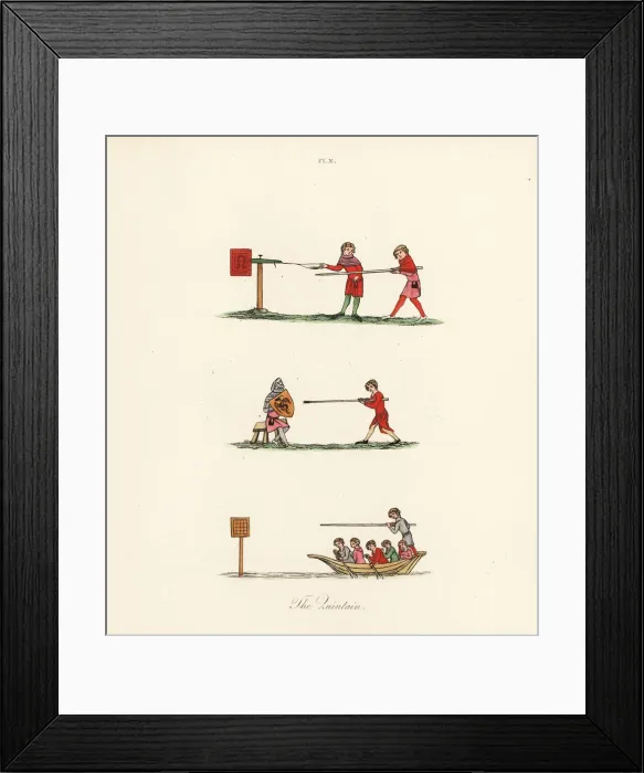 Framed Print : Tilting at quintain, 14th century Framed Print : Tilting at quintain, 14th century