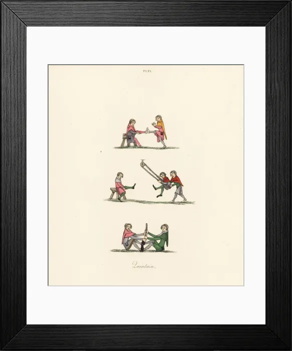 Framed Print : Quintain exercises, 14th century Framed Print : Quintain exercises, 14th century