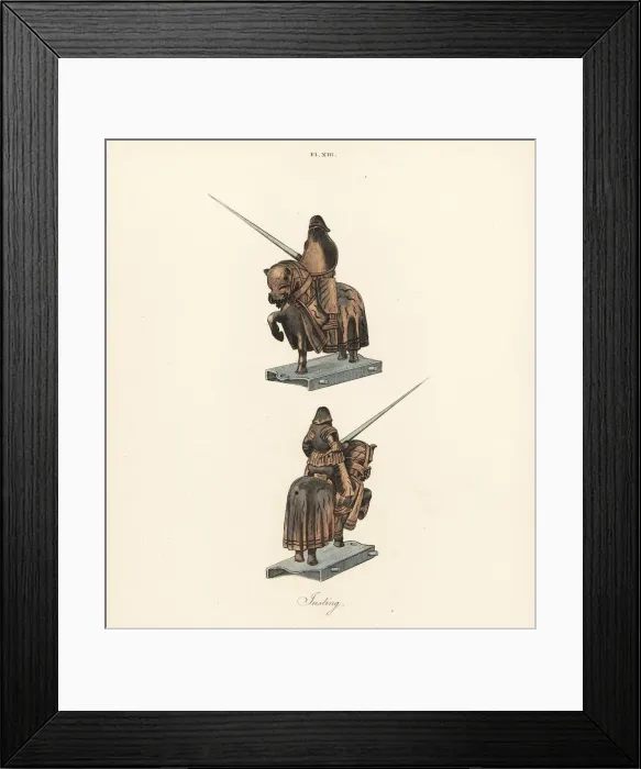 Framed Print : Jousting knights toys, 14th century Framed Print : Jousting knights toys, 14th century