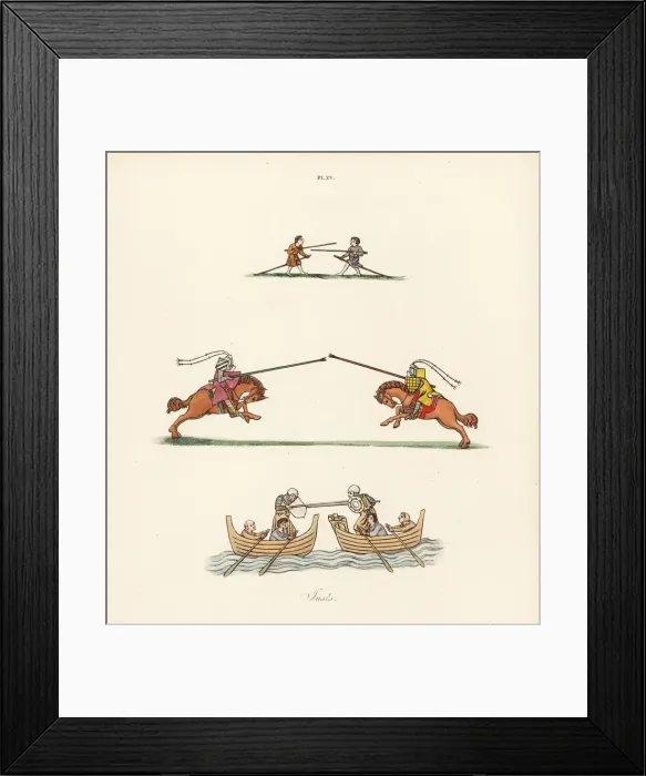 Framed Print : Tilting jousts, 14th century