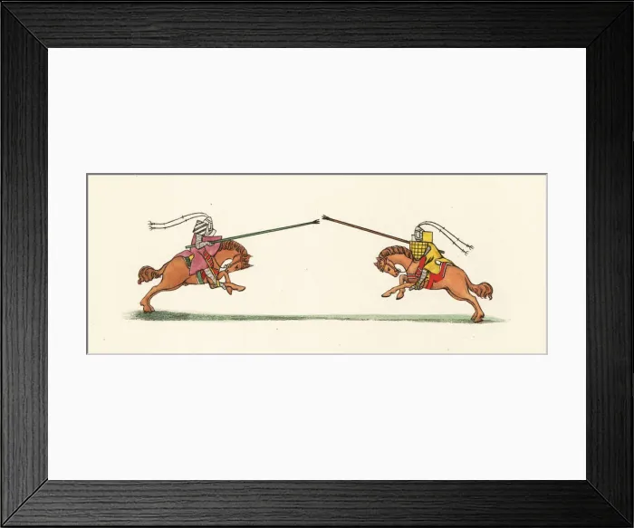 Framed Print : Knights jousting, 14th century Framed Print : Knights jousting, 14th century