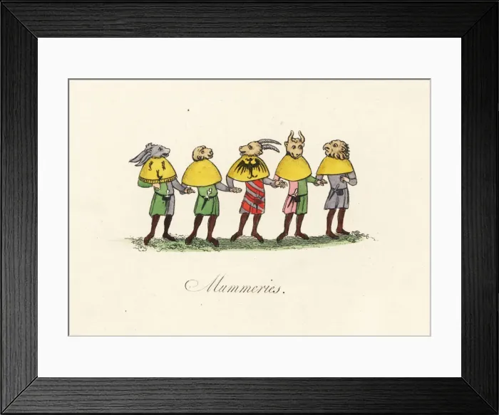 Framed Print : Mummers in animal masks, 14th century Framed Print : Mummers in animal masks, 14th century