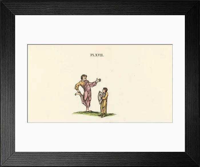 Framed Print : Anglo-Saxon gleemen performers Framed Print : Anglo-Saxon gleemen performers