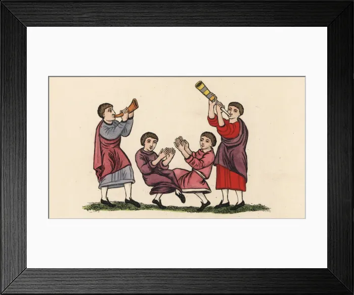 Framed Print : Anglo-Saxon gleemen performers Framed Print : Anglo-Saxon gleemen performers