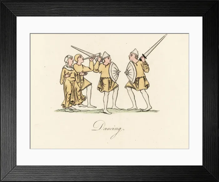 Framed Print : Sword dancing, 9th century Framed Print : Sword dancing, 9th century