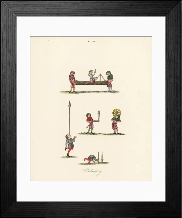 Framed Print : Balancing acts, 14th century Framed Print : Balancing acts, 14th century