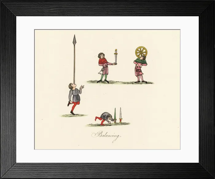 Framed Print : Balancing acts, 14th century Framed Print : Balancing acts, 14th century