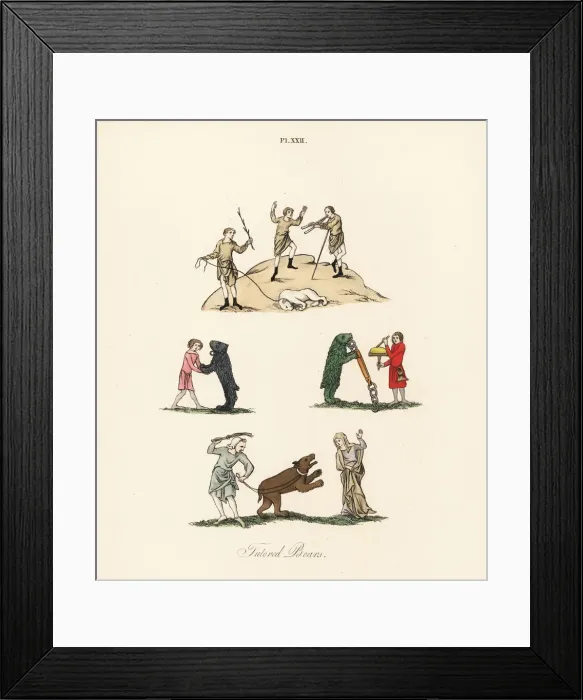 Framed Print : Medieval trained bears Framed Print : Medieval trained bears