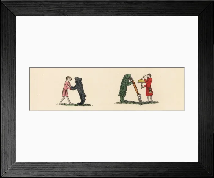 Framed Print : Performers and trained bears, 14th century Framed Print : Performers and trained bears, 14th century