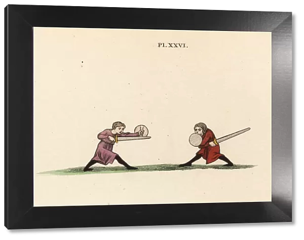 Sword fighting, 13th century