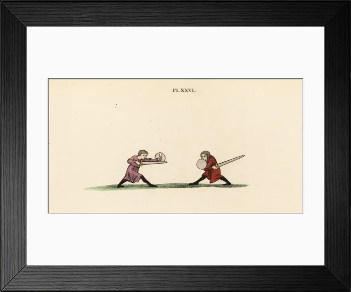 Framed Print : Sword fighting, 13th century Framed Print : Sword fighting, 13th century
