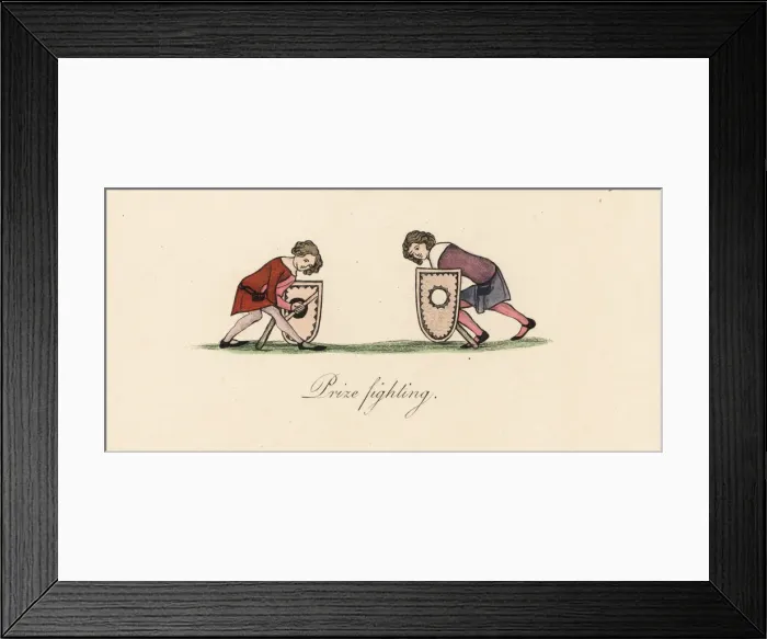 Framed Print : Sword fighting for prizes, 14th century Framed Print : Sword fighting for prizes, 14th century