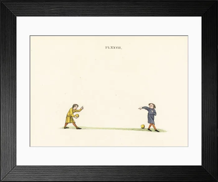Framed Print : Men playing bowls, 14th century Framed Print : Men playing bowls, 14th century