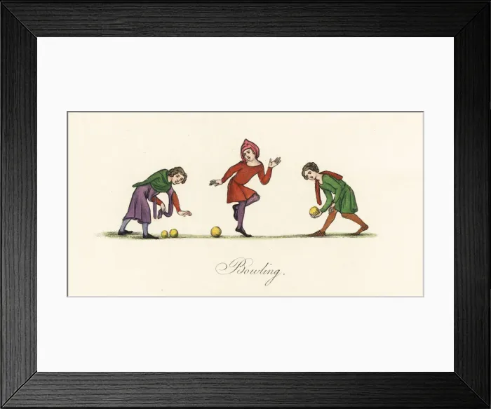 Framed Print : Men playing bowls with a jack, 14th century Framed Print : Men playing bowls with a jack, 14th century