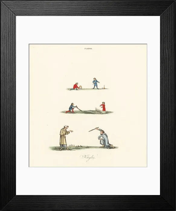 Framed Print : Men playing kayles or skittles, 14th century Framed Print : Men playing kayles or skittles, 14th century