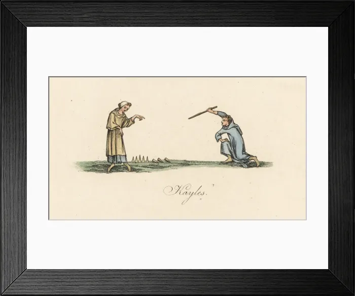 Framed Print : Origin of nine-pin bowling, 14th century Framed Print : Origin of nine-pin bowling, 14th century