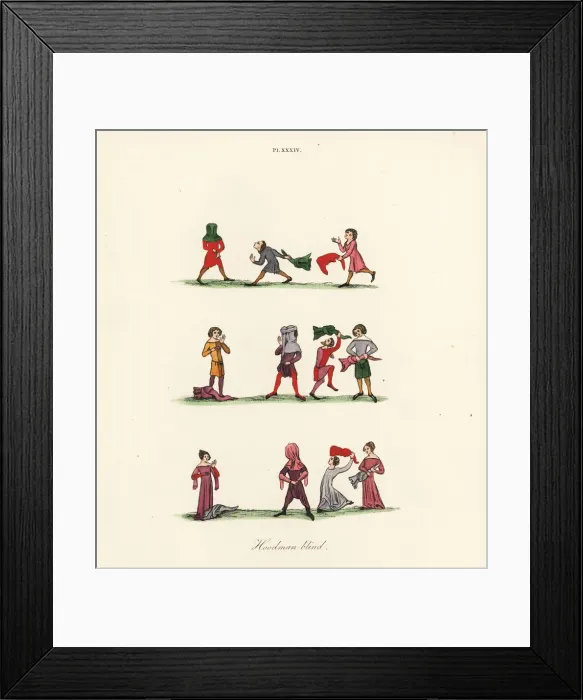 Framed Print : Hoodman blind, or blind mans buff, 14th century Framed Print : Hoodman blind, or blind mans buff, 14th century