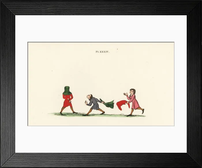 Framed Print : Hoodman blind, or blind mans buff, 14th century Framed Print : Hoodman blind, or blind mans buff, 14th century