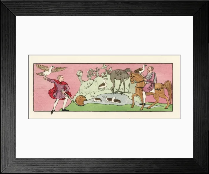 Framed Print : Hawking scene, 9th century Framed Print : Hawking scene, 9th century