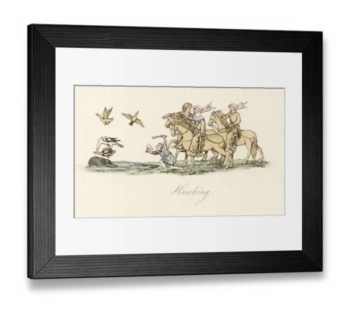 Framed Print : Hawking scene, 14th century Framed Print : Hawking scene, 14th century